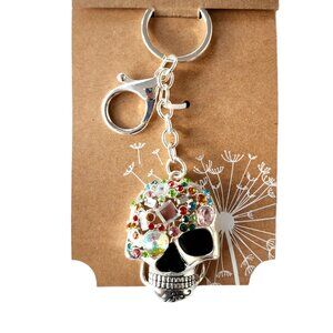 Skull Keychains for Women,Inlaid Multicolor Rhinestone Skull Key Trendy and Punk